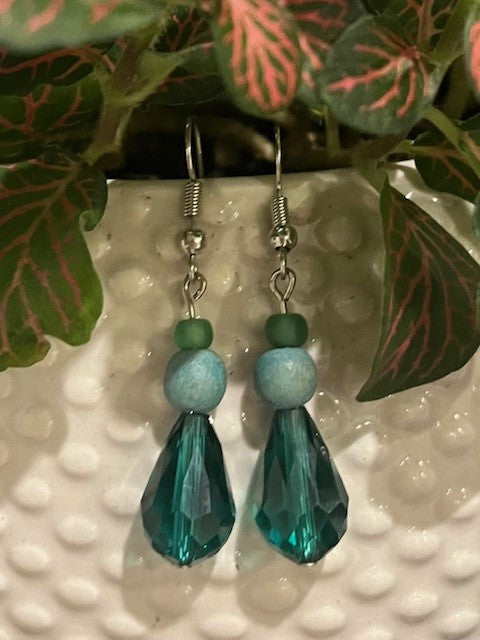 Green Beads and Silver Hooks