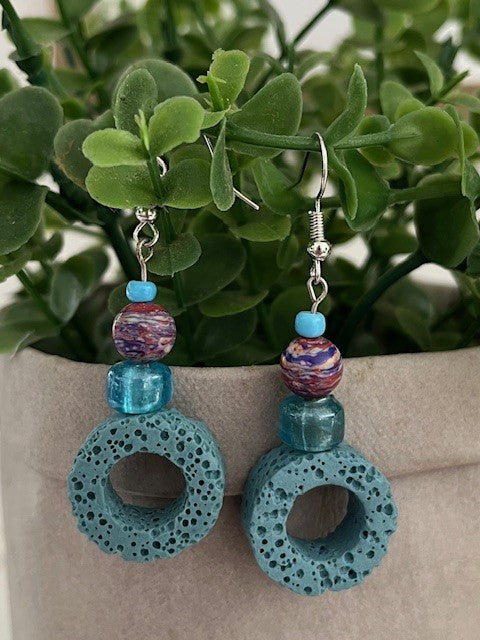 Blue Pumicestone Dangles